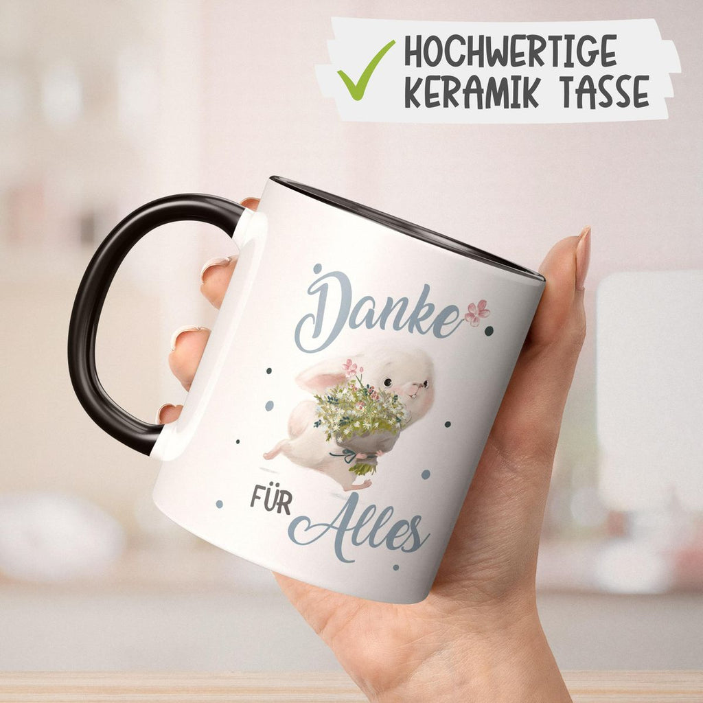 Keramik Tasse Danke für Alles Hase - von Mikalino