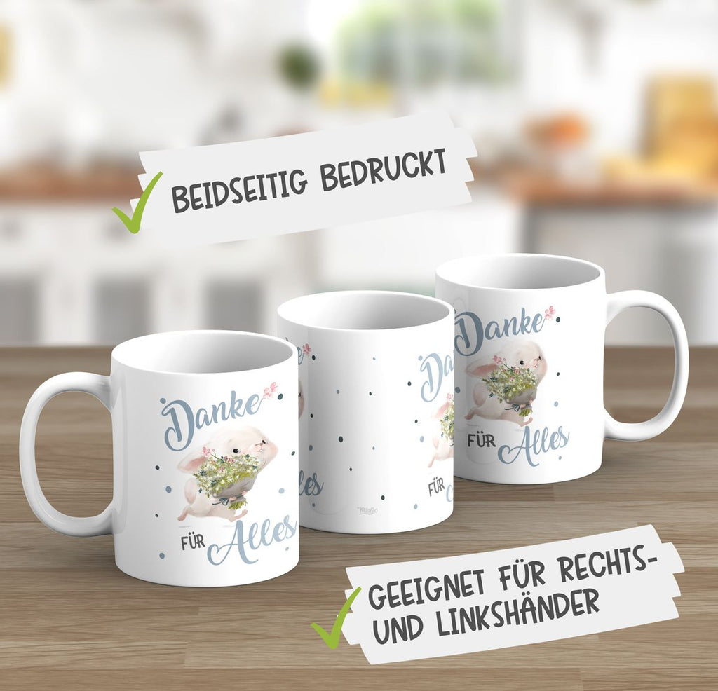 Keramik Tasse Danke für Alles Hase - von Mikalino