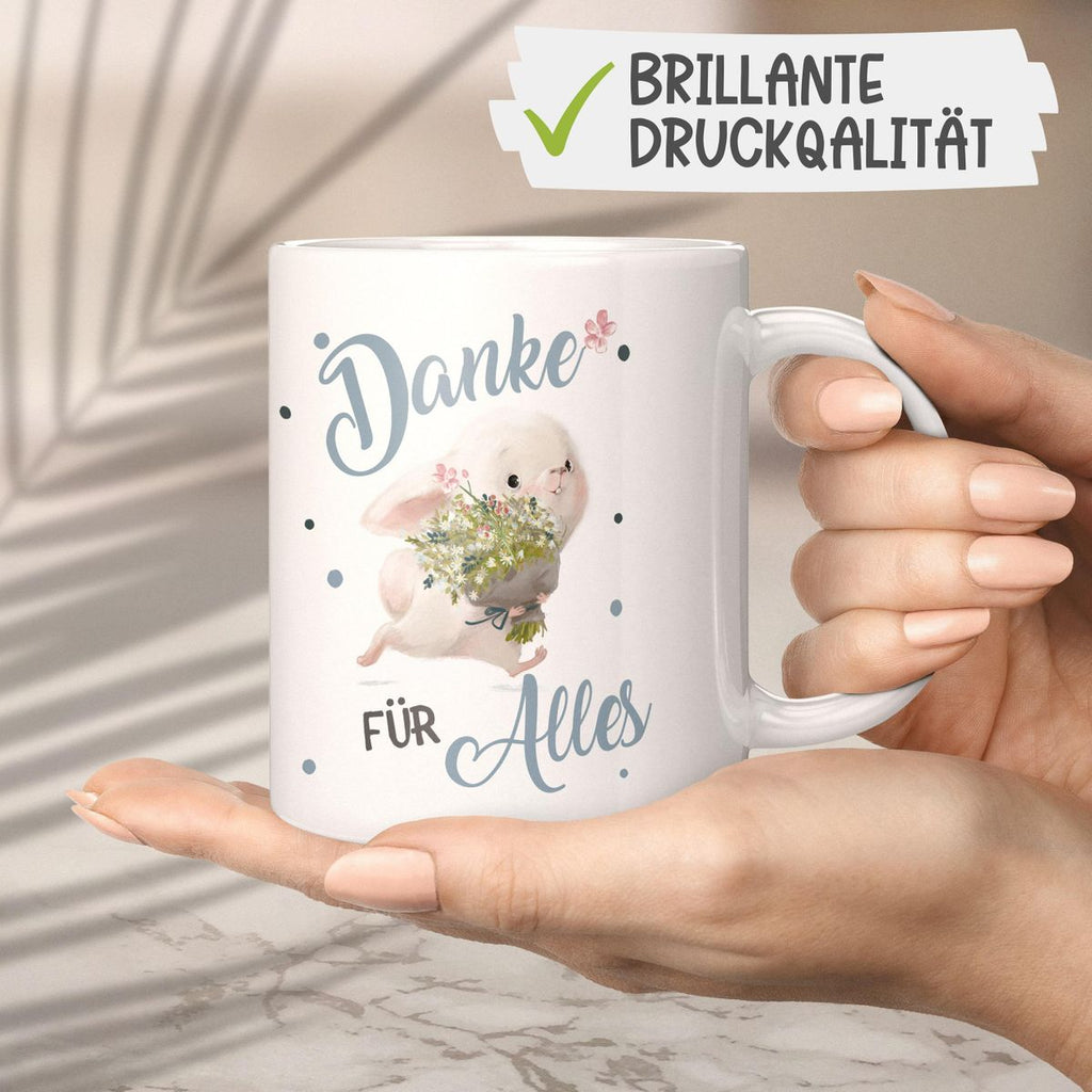 Keramik Tasse Danke für Alles Hase - von Mikalino