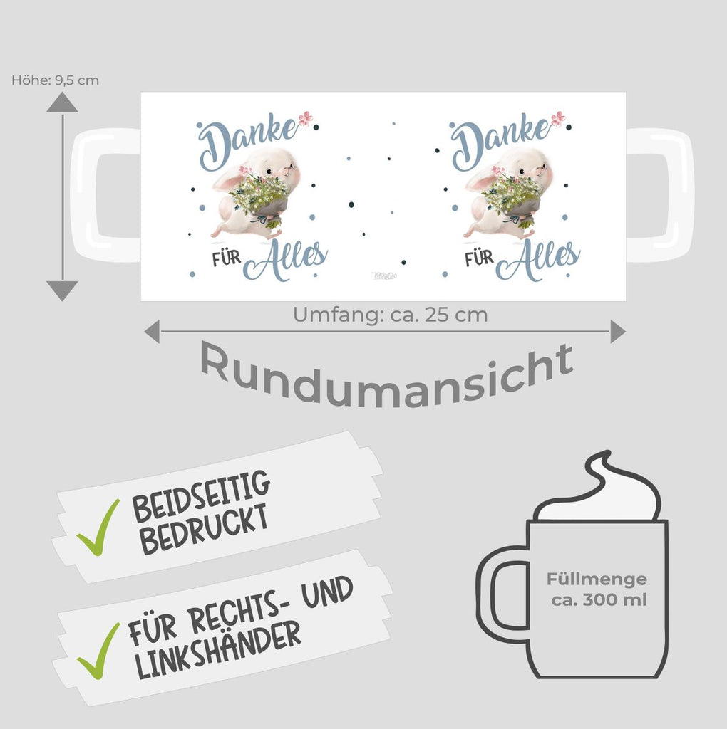 Keramik Tasse Danke für Alles Hase - von Mikalino