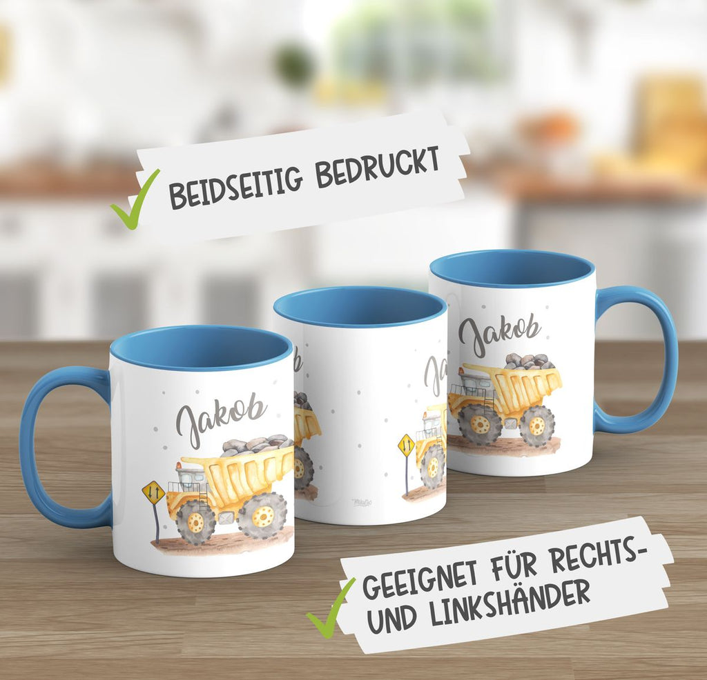 Keramik Tasse Kipplaster mit Namen - von Mikalino