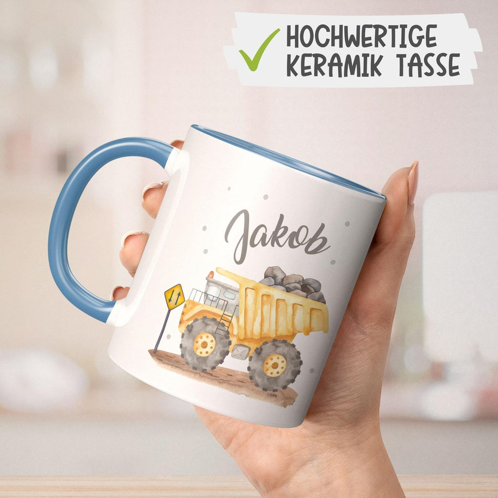 Keramik Tasse Kipplaster mit Namen - von Mikalino