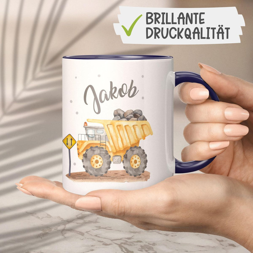 Keramik Tasse Kipplaster mit Namen - von Mikalino