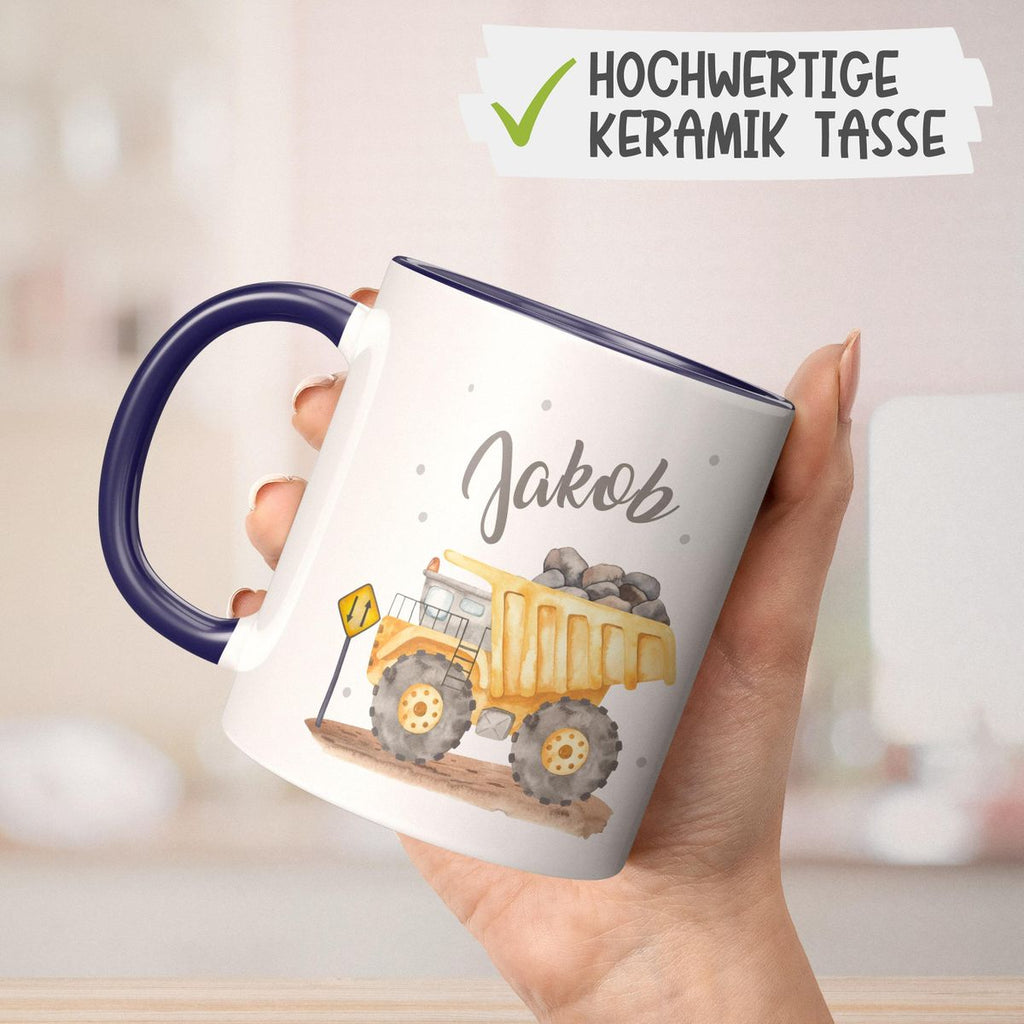 Keramik Tasse Kipplaster mit Namen - von Mikalino