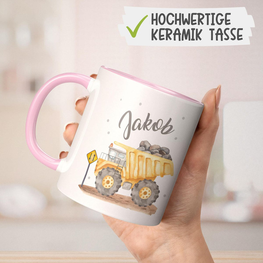 Keramik Tasse Kipplaster mit Namen - von Mikalino