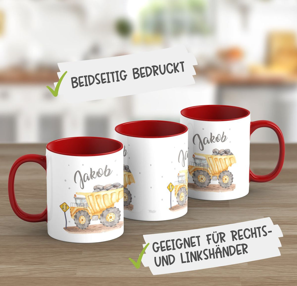 Keramik Tasse Kipplaster mit Namen - von Mikalino