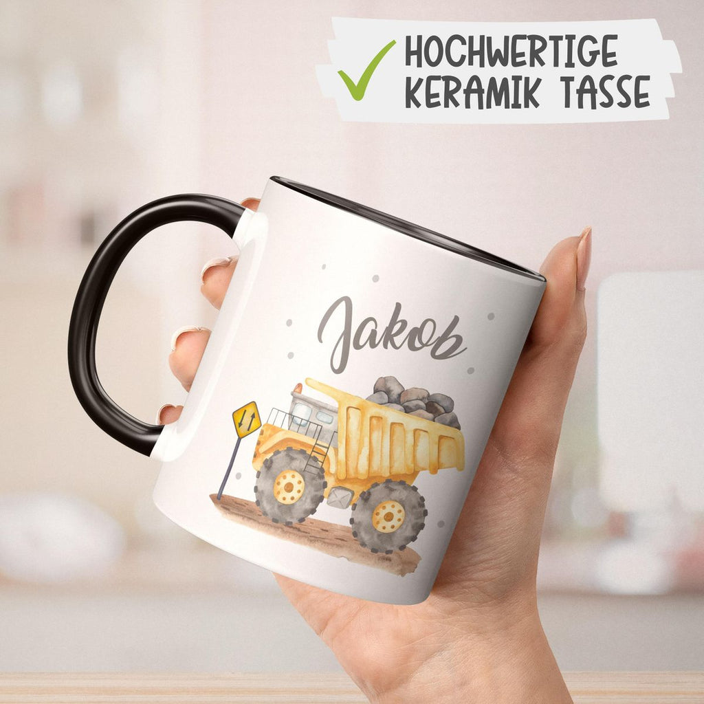 Keramik Tasse Kipplaster mit Namen - von Mikalino