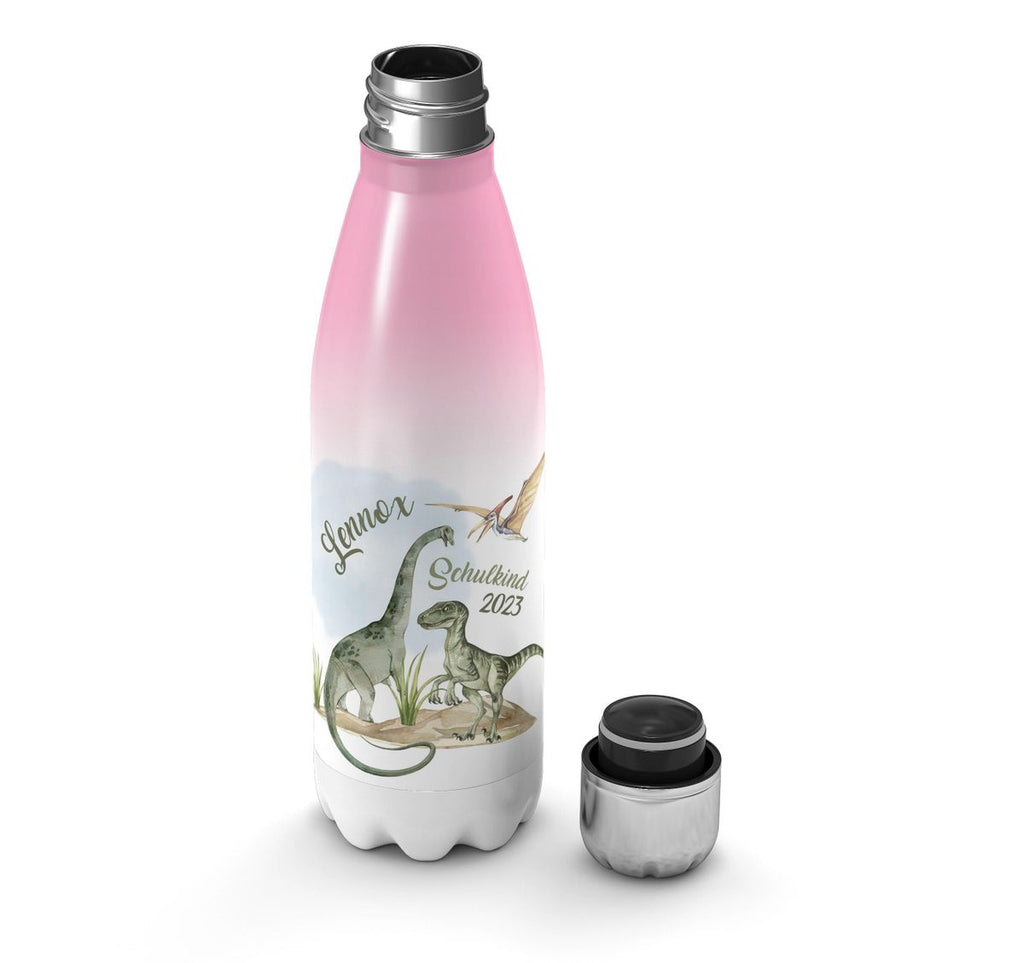 Thermo Trinkflasche Schulkind - Dinosaurier mit Namen - von Mikalino