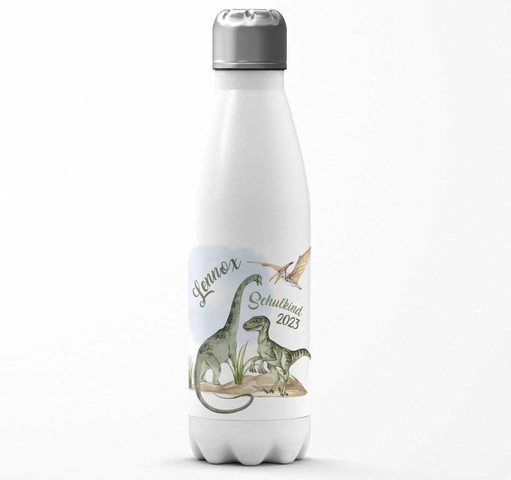 Thermo Trinkflasche Schulkind - Dinosaurier mit Namen - von Mikalino