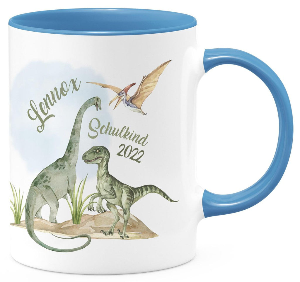 Keramik Tasse Schulkind - Dinosaurier mit Namen - von Mikalino