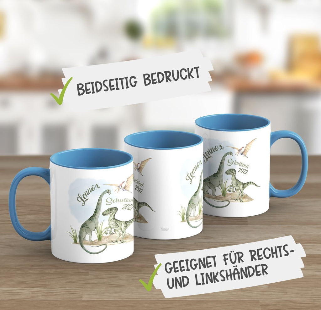 Keramik Tasse Schulkind - Dinosaurier mit Namen - von Mikalino