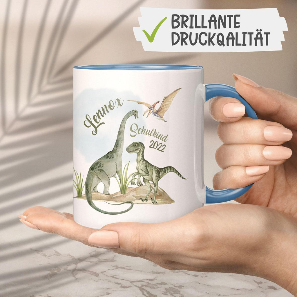 Keramik Tasse Schulkind - Dinosaurier mit Namen - von Mikalino