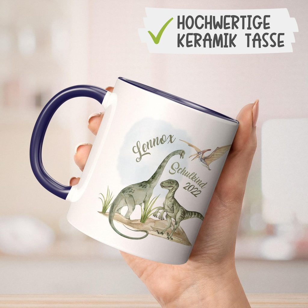 Keramik Tasse Schulkind - Dinosaurier mit Namen - von Mikalino