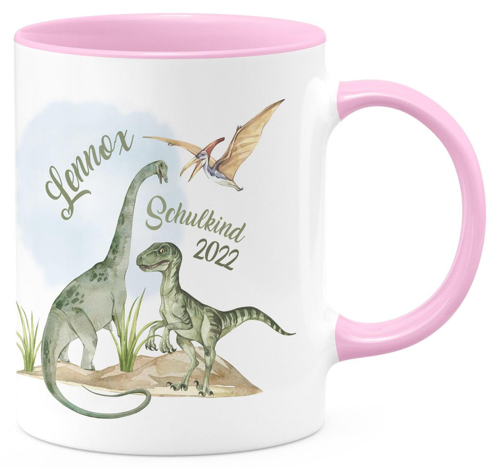 Keramik Tasse Schulkind - Dinosaurier mit Namen - von Mikalino