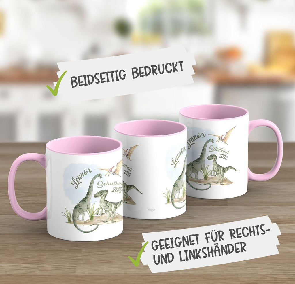 Keramik Tasse Schulkind - Dinosaurier mit Namen - von Mikalino