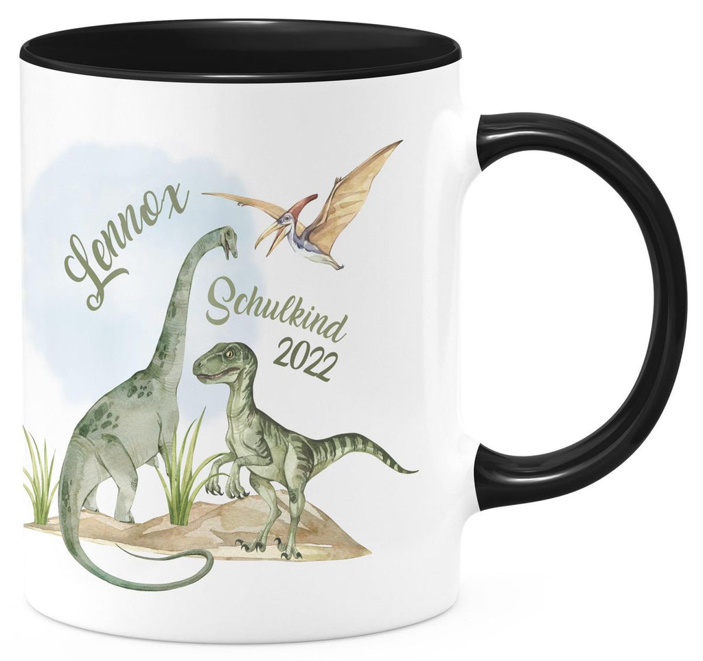 Keramik Tasse Schulkind - Dinosaurier mit Namen - von Mikalino