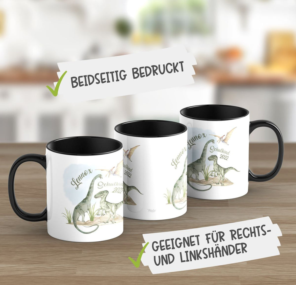 Keramik Tasse Schulkind - Dinosaurier mit Namen - von Mikalino