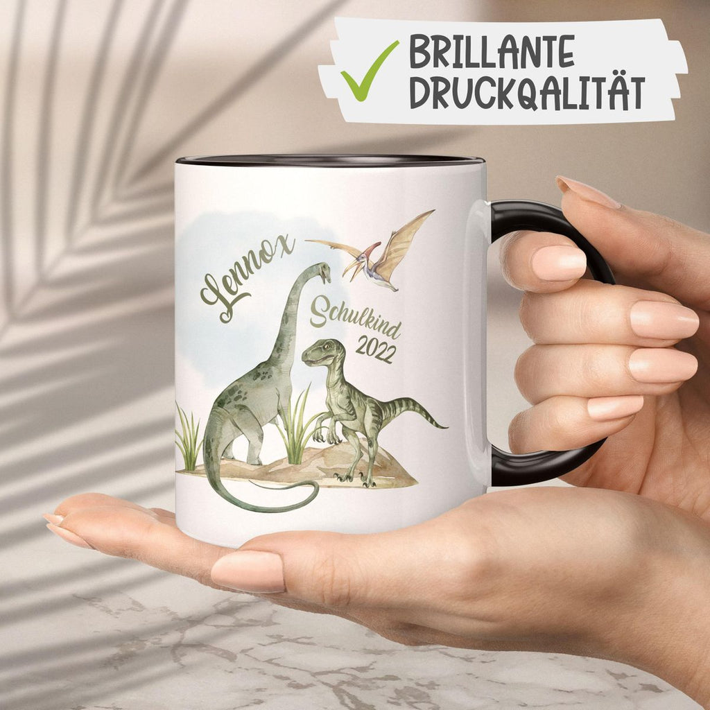 Keramik Tasse Schulkind - Dinosaurier mit Namen - von Mikalino