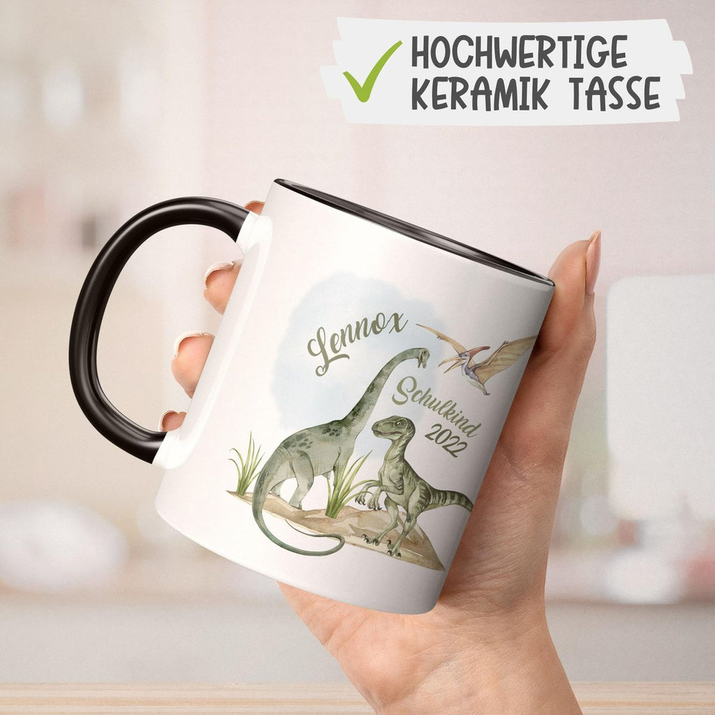 Keramik Tasse Schulkind - Dinosaurier mit Namen - von Mikalino