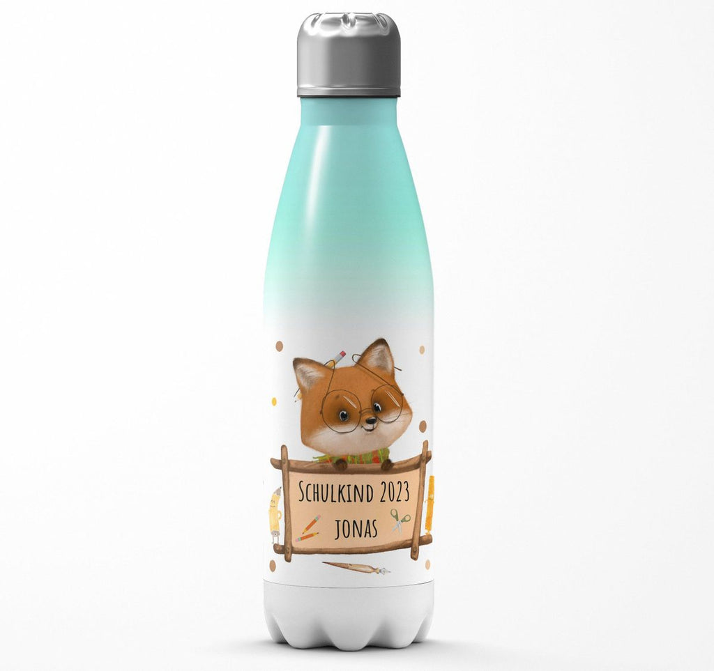 Thermo Trinkflasche Schulkind Fuchs mit Namen - von Mikalino