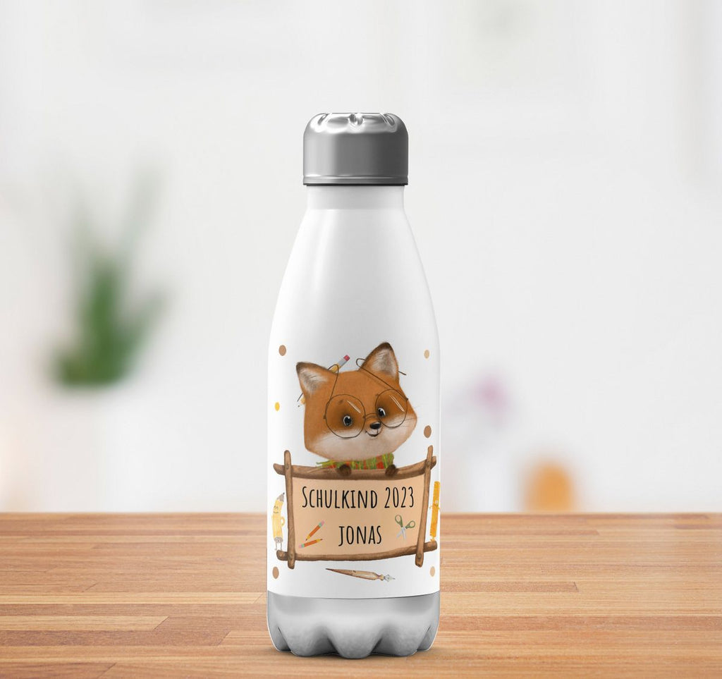 Thermo Trinkflasche Schulkind Fuchs mit Namen - von Mikalino