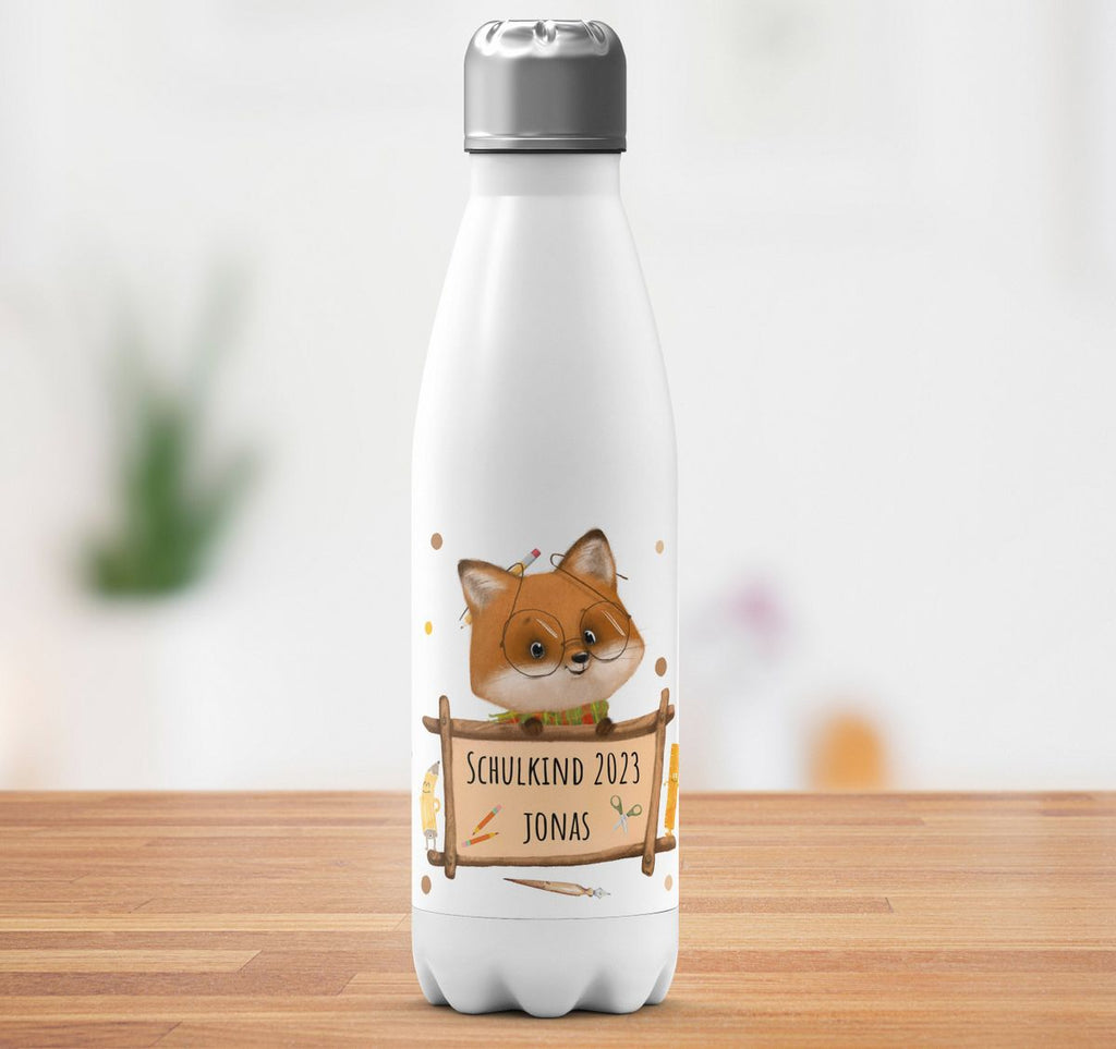 Thermo Trinkflasche Schulkind Fuchs mit Namen - von Mikalino