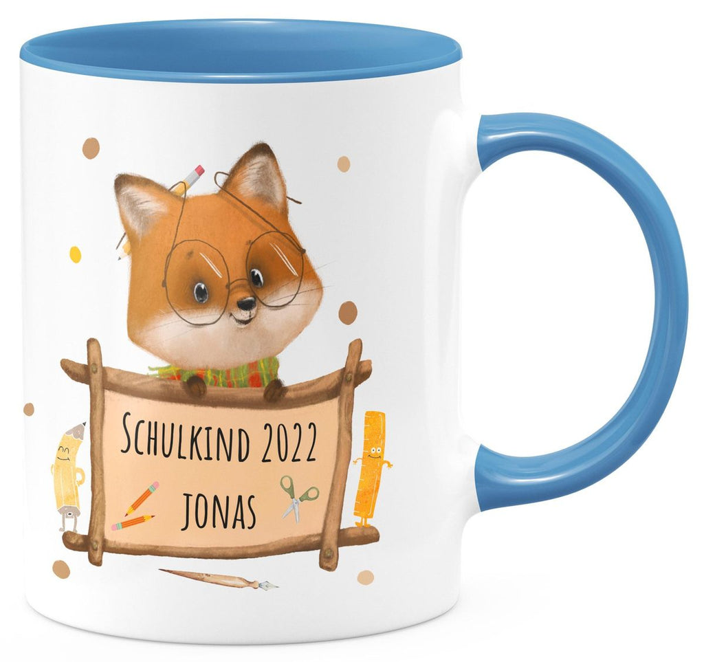 Keramik Tasse Schulkind Fuchs mit Namen - von Mikalino