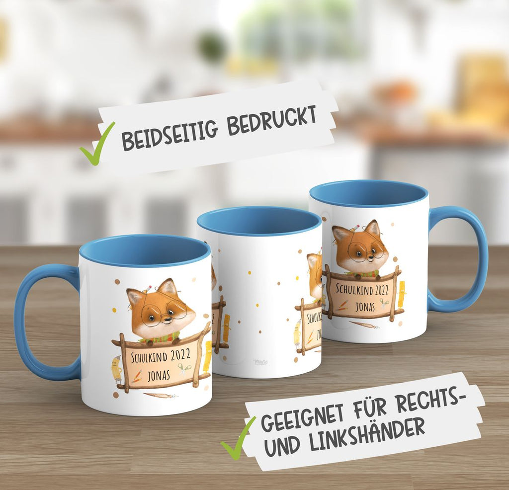 Keramik Tasse Schulkind Fuchs mit Namen - von Mikalino