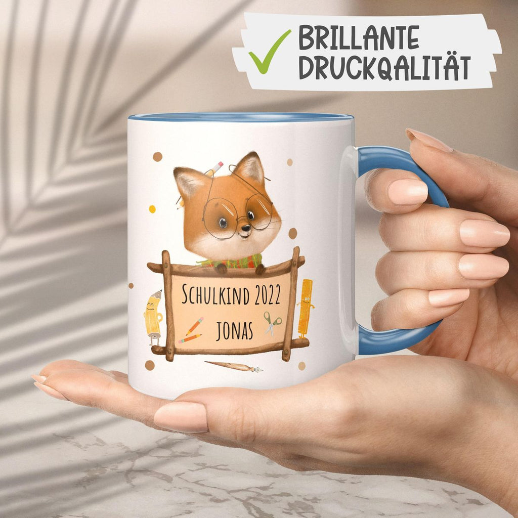 Keramik Tasse Schulkind Fuchs mit Namen - von Mikalino