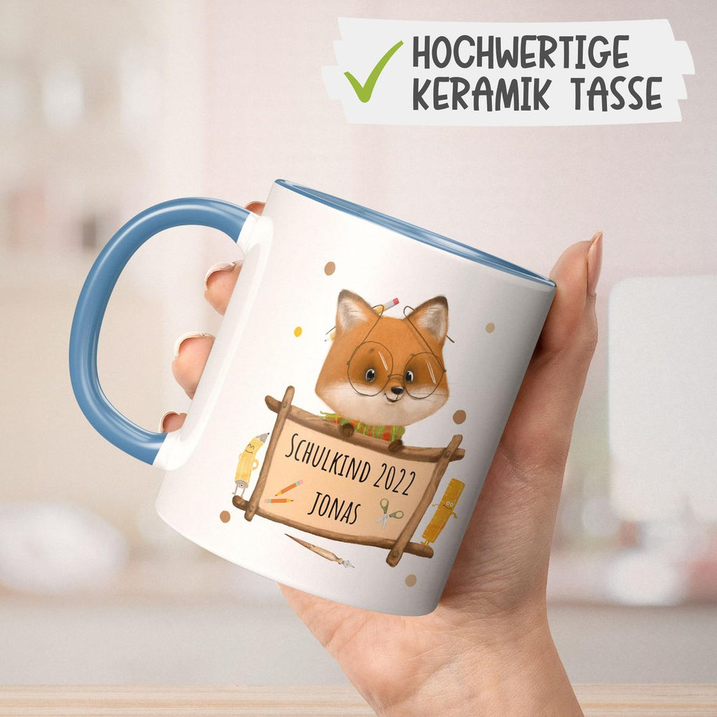 Keramik Tasse Schulkind Fuchs mit Namen - von Mikalino