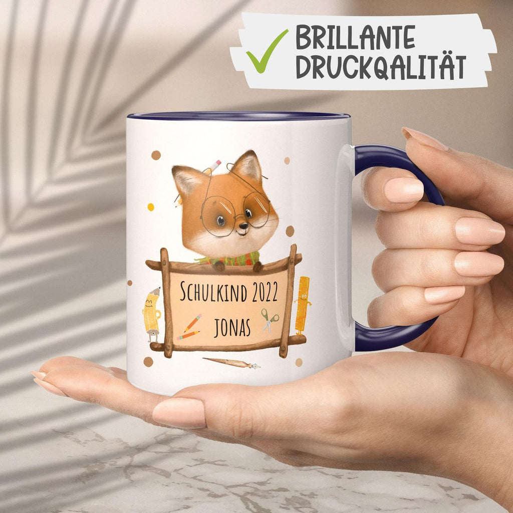 Keramik Tasse Schulkind Fuchs mit Namen - von Mikalino