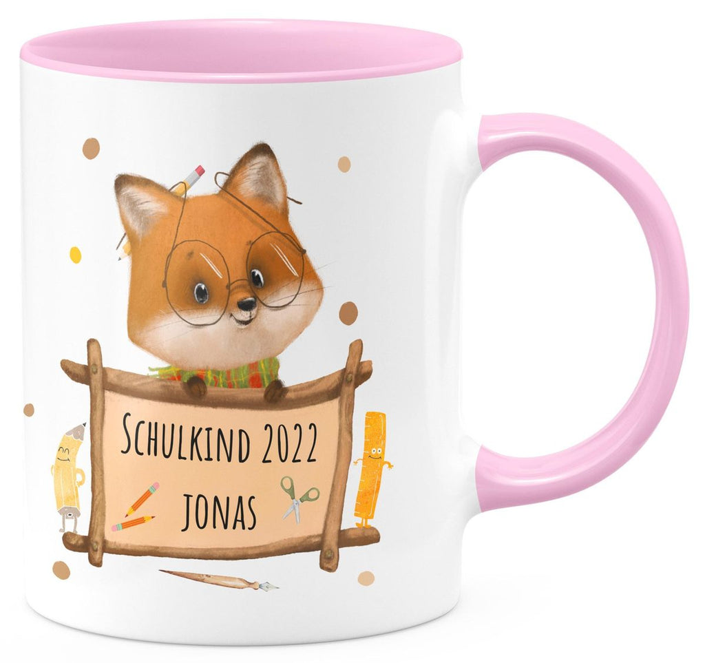 Keramik Tasse Schulkind Fuchs mit Namen - von Mikalino