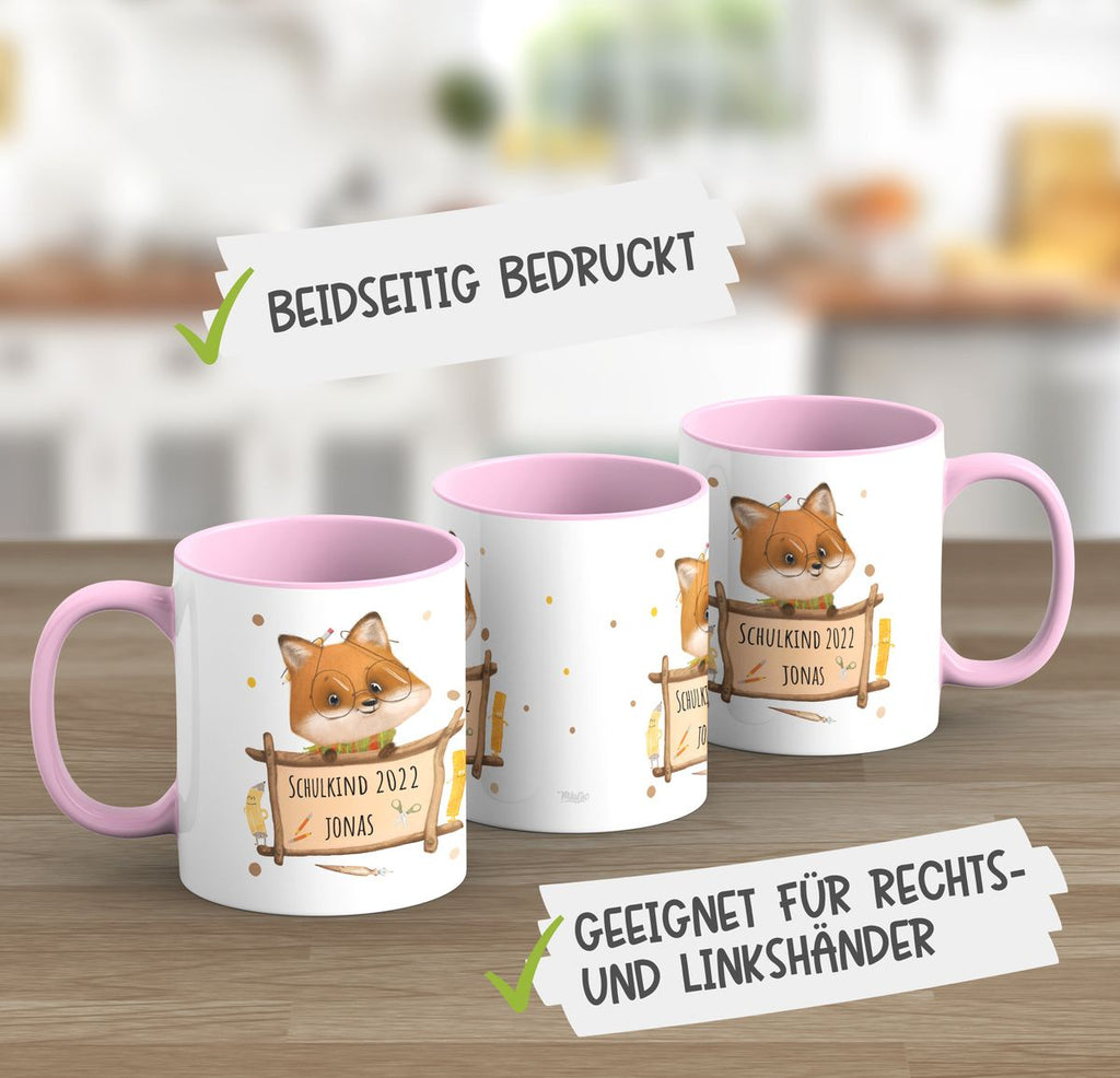 Keramik Tasse Schulkind Fuchs mit Namen - von Mikalino