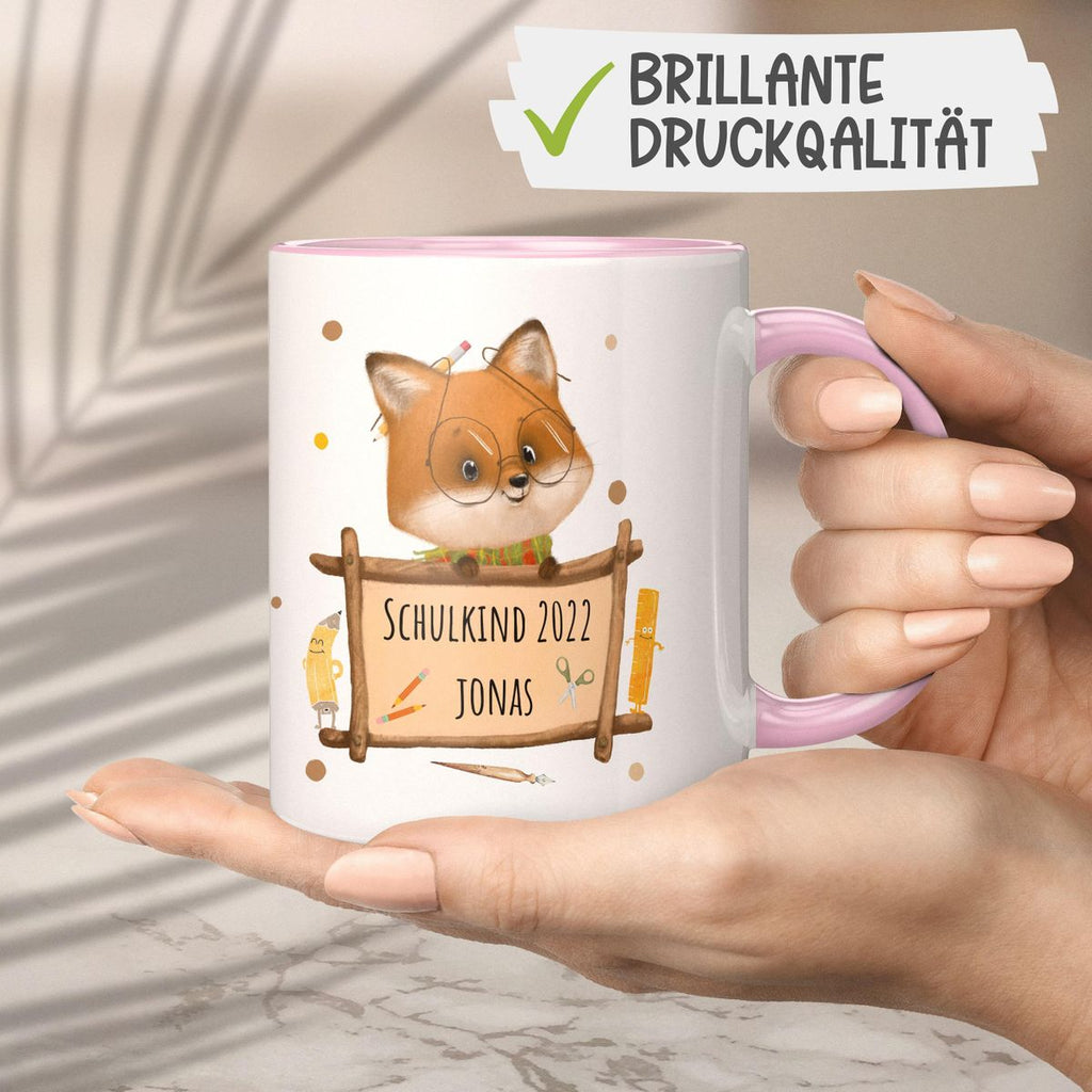 Keramik Tasse Schulkind Fuchs mit Namen - von Mikalino