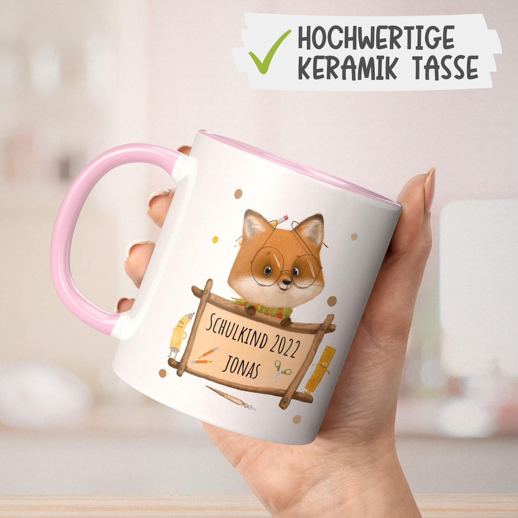 Keramik Tasse Schulkind Fuchs mit Namen - von Mikalino