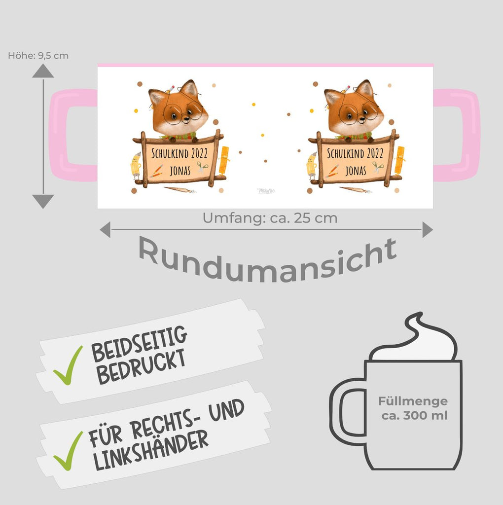 Keramik Tasse Schulkind Fuchs mit Namen - von Mikalino