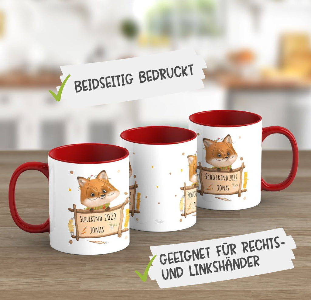 Keramik Tasse Schulkind Fuchs mit Namen - von Mikalino