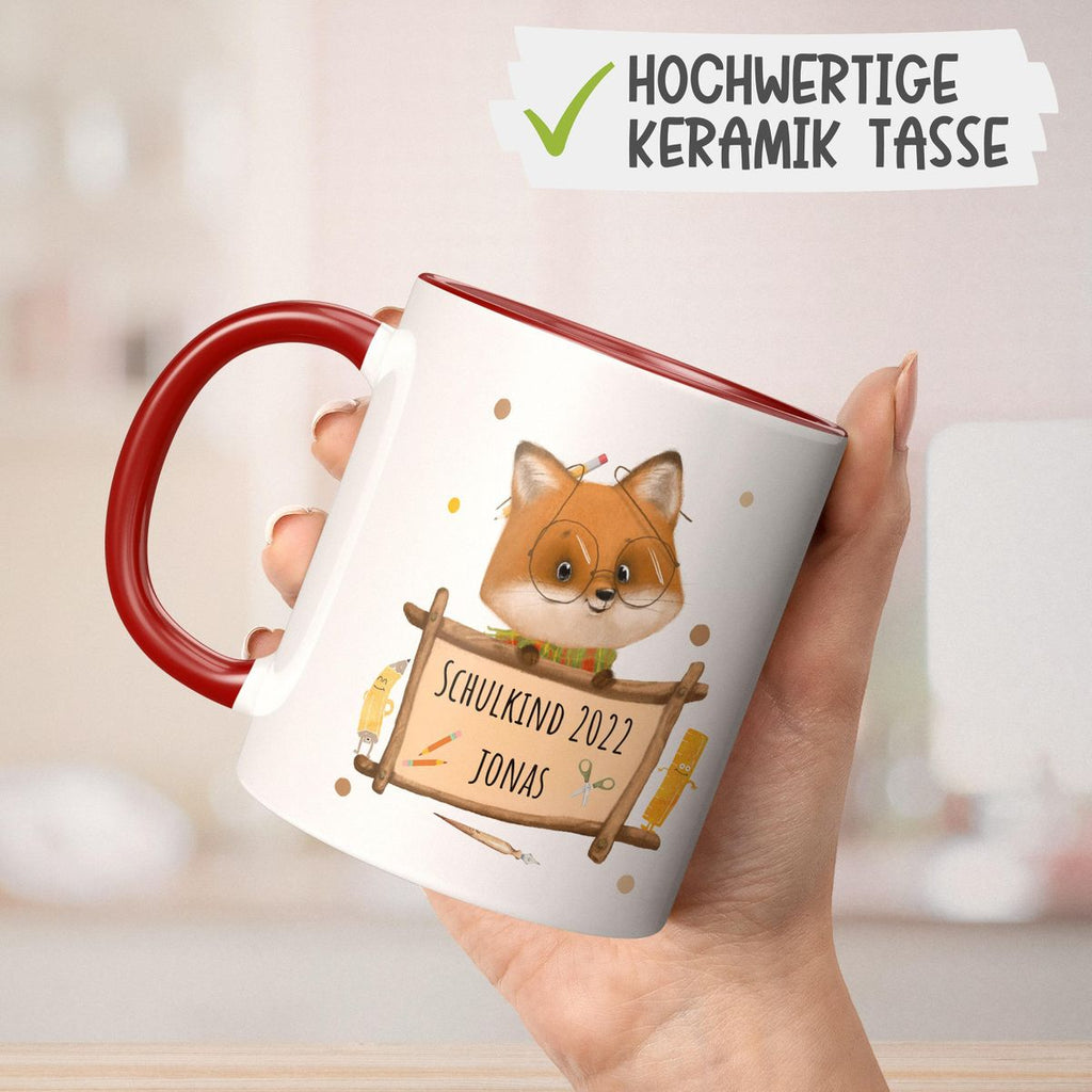 Keramik Tasse Schulkind Fuchs mit Namen - von Mikalino