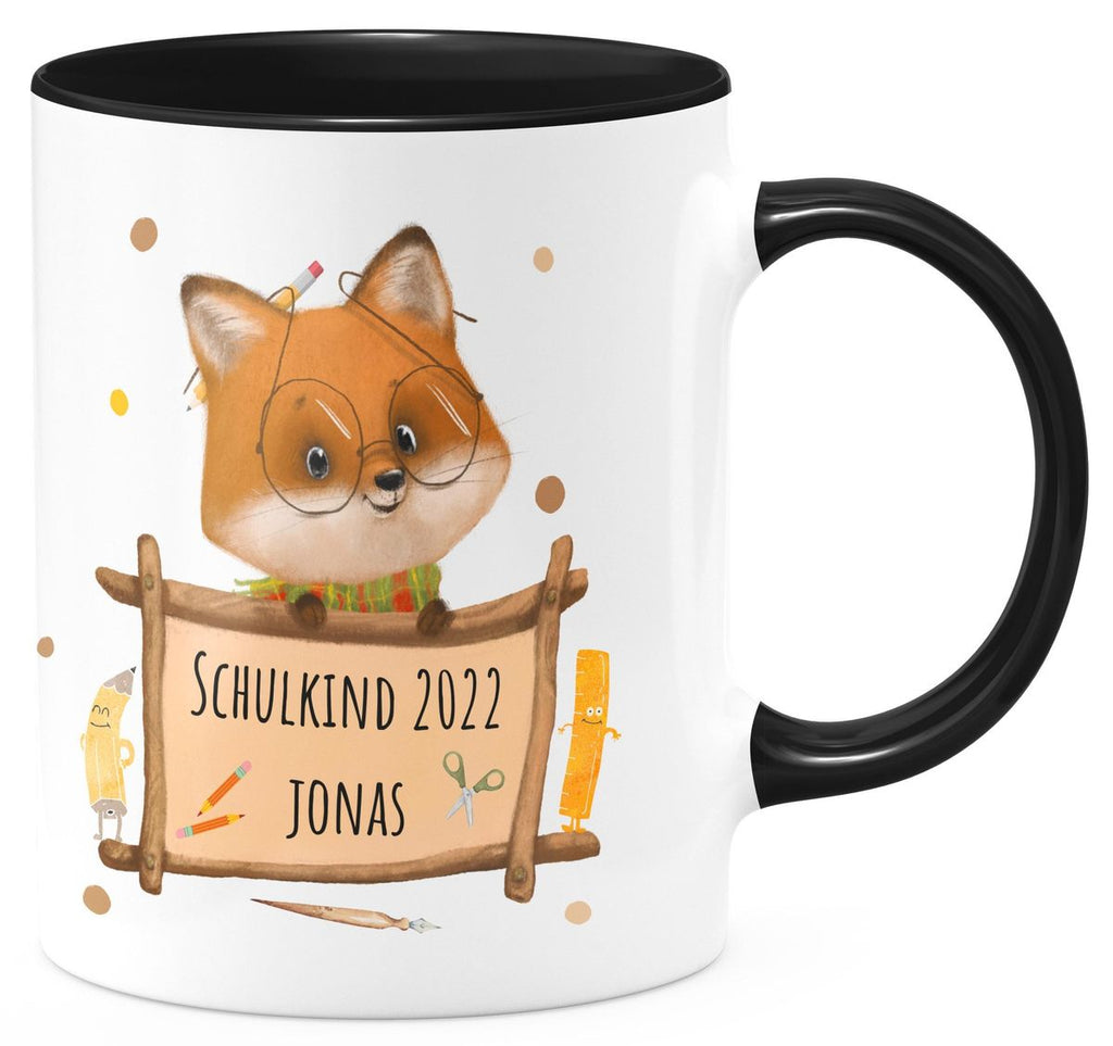 Keramik Tasse Schulkind Fuchs mit Namen - von Mikalino