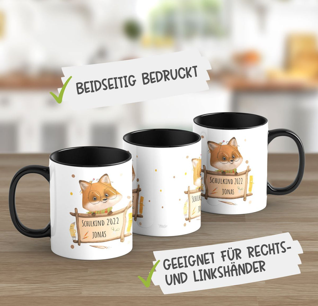 Keramik Tasse Schulkind Fuchs mit Namen - von Mikalino