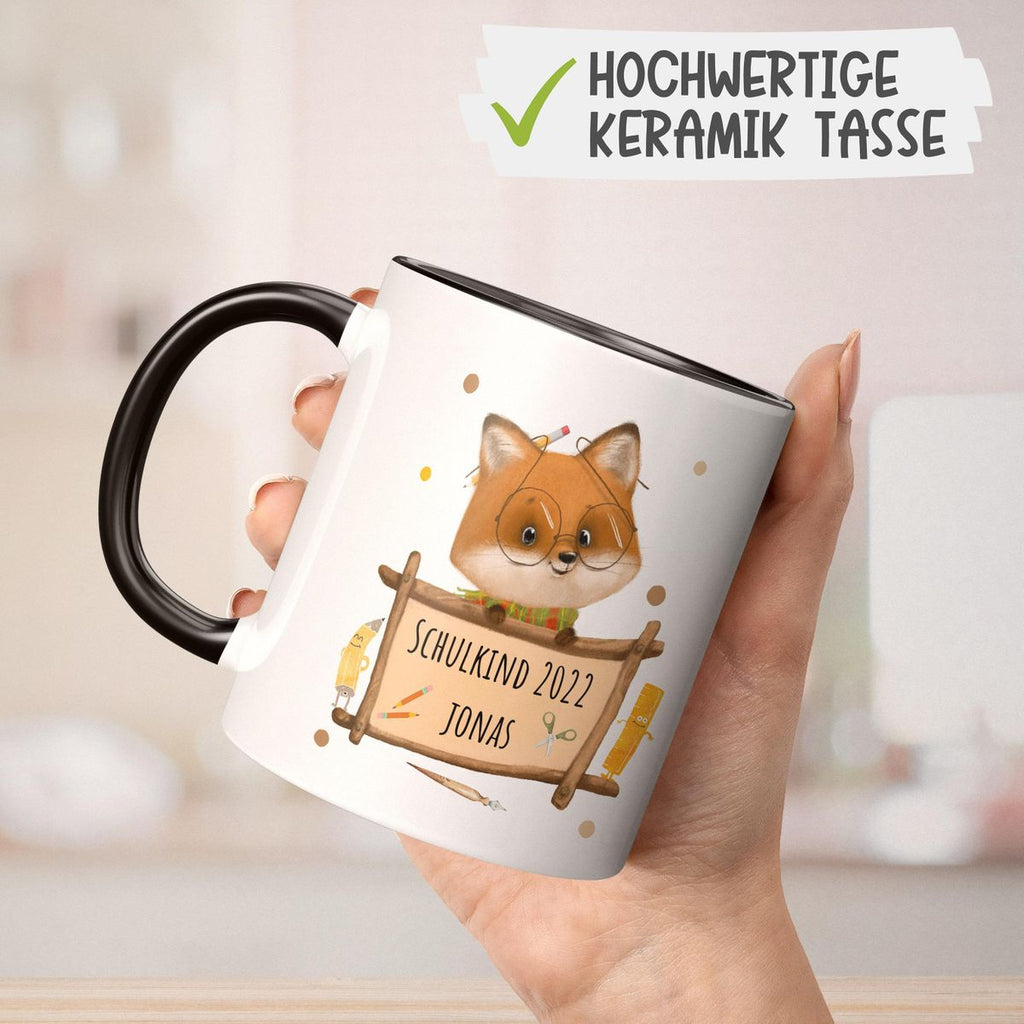 Keramik Tasse Schulkind Fuchs mit Namen - von Mikalino