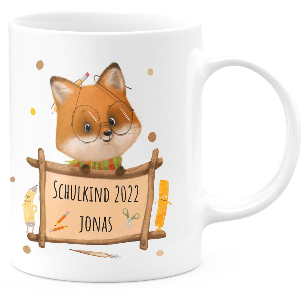 Keramik Tasse Schulkind Fuchs mit Namen - von Mikalino