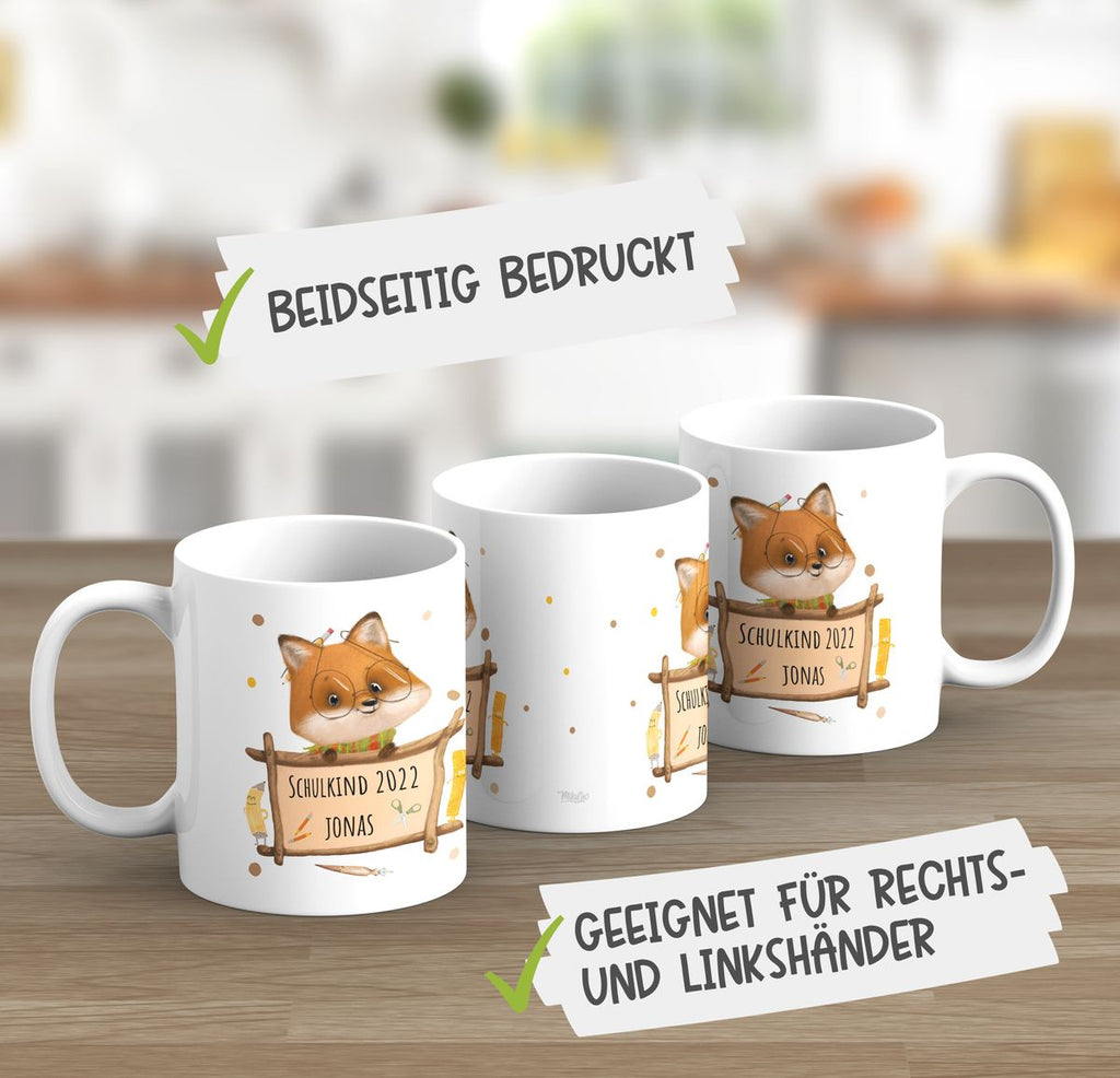 Keramik Tasse Schulkind Fuchs mit Namen - von Mikalino