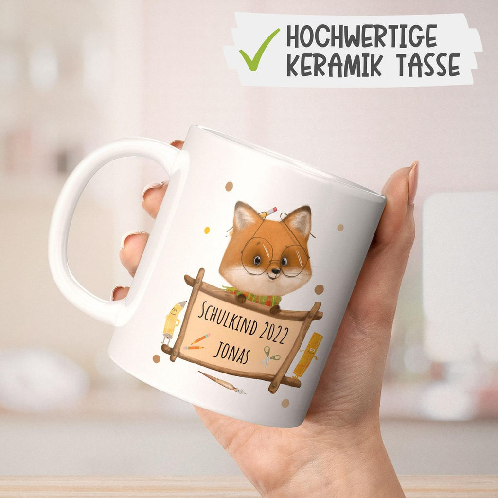 Keramik Tasse Schulkind Fuchs mit Namen - von Mikalino