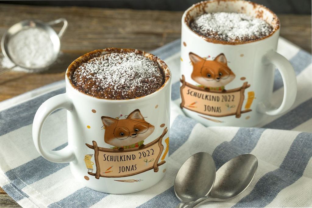 Keramik Tasse Schulkind Fuchs mit Namen - von Mikalino