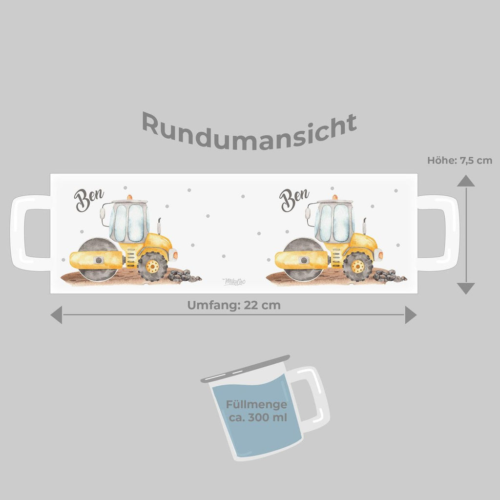 Emaille Tasse Walze mit Namen - von Mikalino