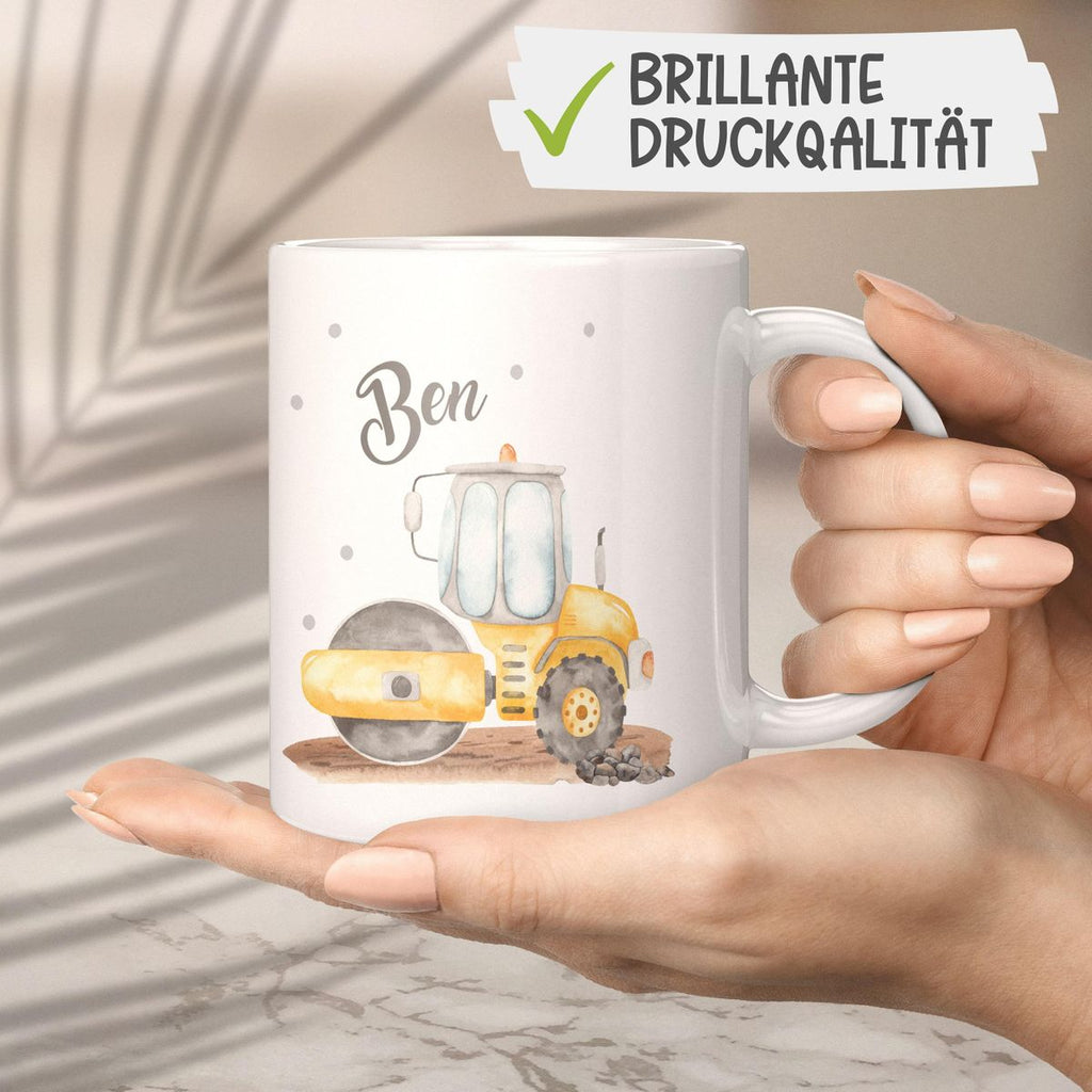 Keramik Tasse Walze mit Namen - von Mikalino