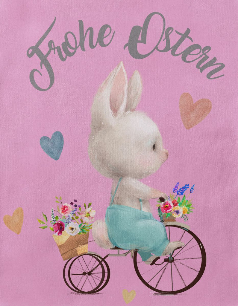 Mikalino Babybody mit Spruch Frohe Ostern - Hase Fahrrad | Kurzarm Strampler für Jungen und Mädchen | Geschenkidee - von Mikalino