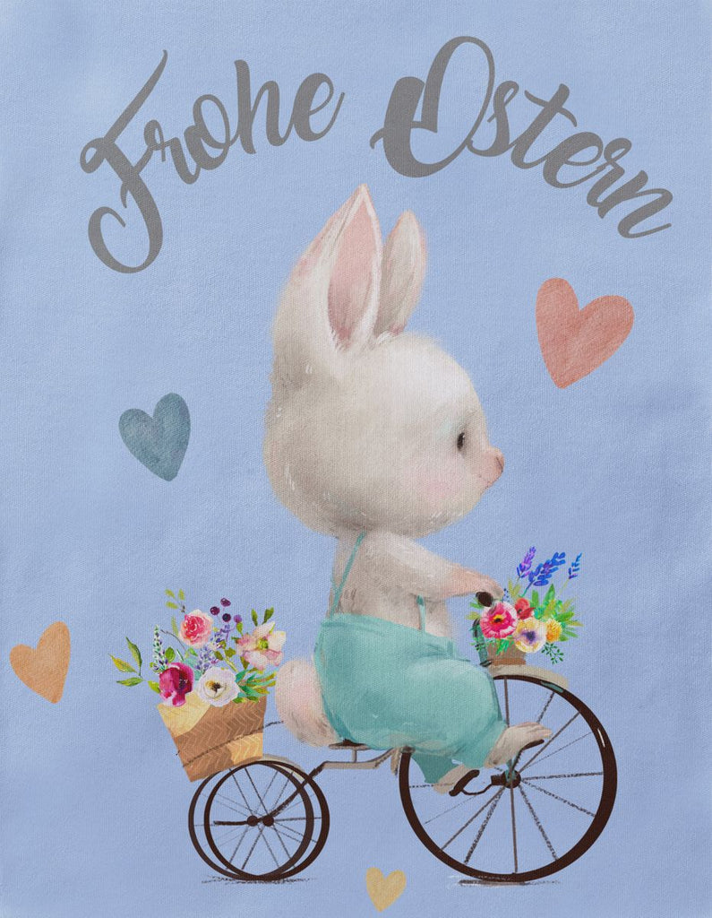 Mikalino Babybody mit Spruch Frohe Ostern - Hase Fahrrad | Kurzarm Strampler für Jungen und Mädchen | Geschenkidee - von Mikalino