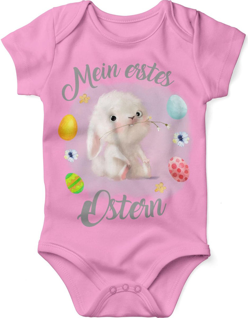 Mikalino Babybody mit Spruch Mein erstes Ostern - Eier/Hase | Kurzarm Strampler für Jungen und Mädchen | Geschenkidee - von Mikalino